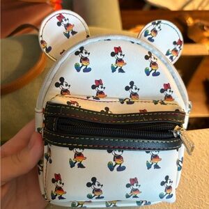 LOUNGEFLY DISNEY White Mini Mickey & Minnie pride Backpack with Ear Detail